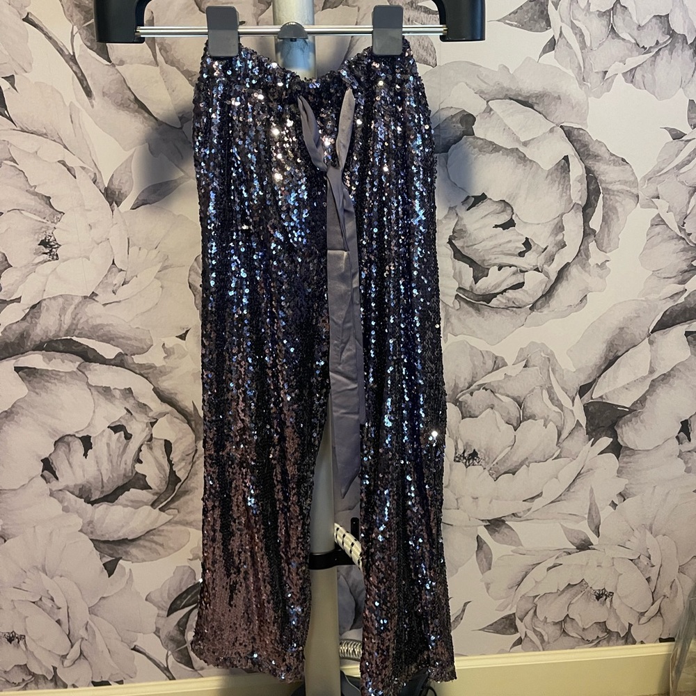 Silver sequin pants